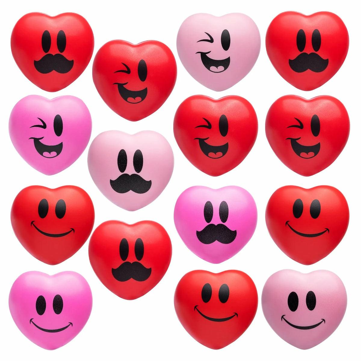 15Pcs Valentines Day Smile Face Squishy Heart Stress Ball Holiday Toys