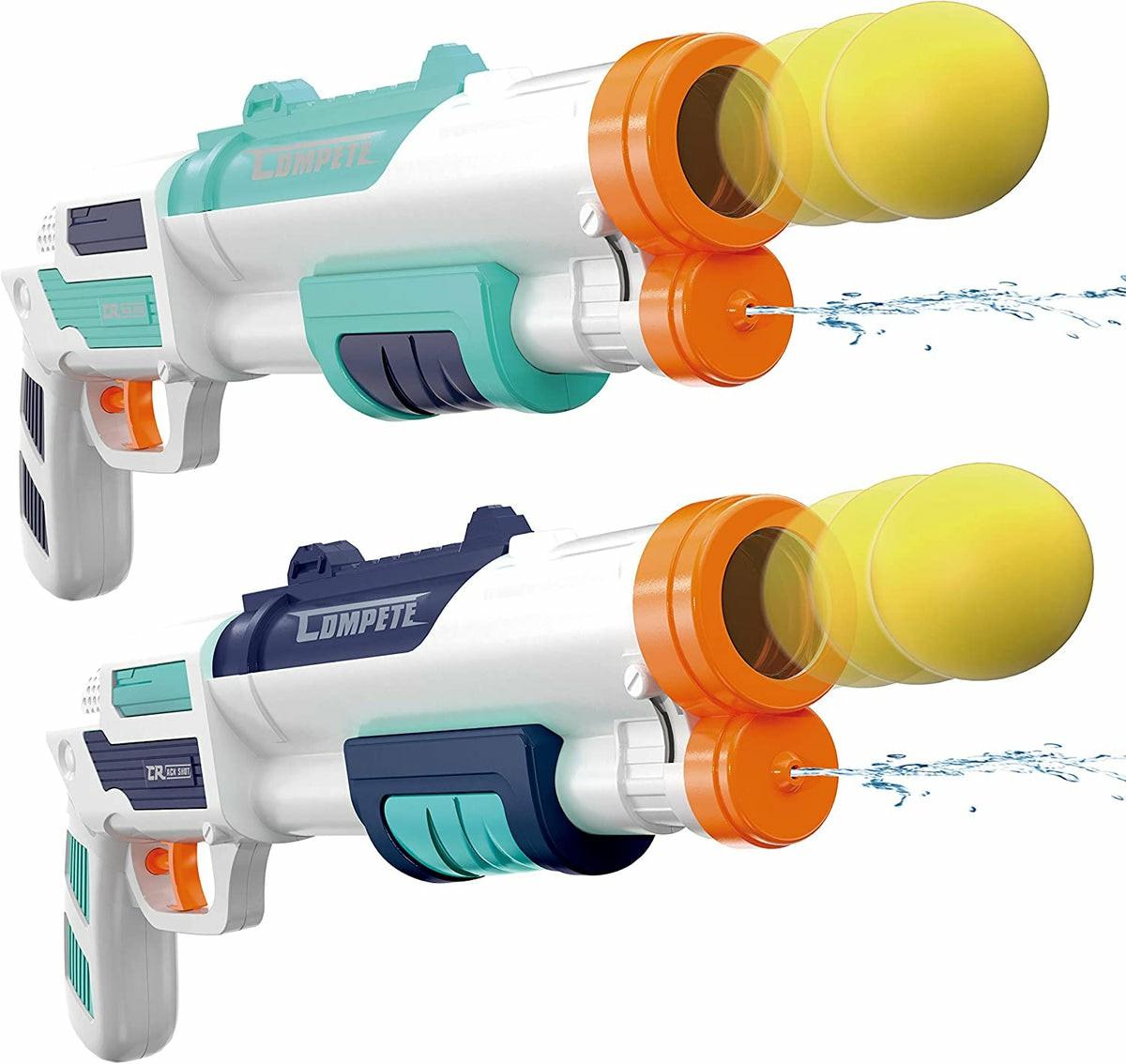 2 Pcs 2 In 1 Water Gun Blaster Shotgun And Foam Ball Push Bubble Gun Toys