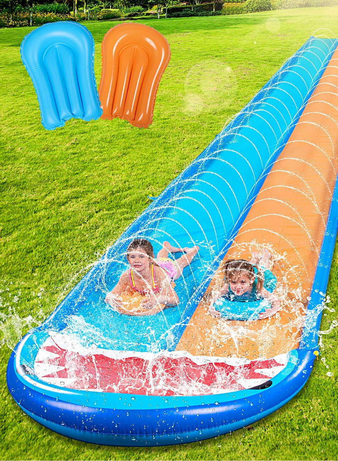 22.5Ft Double Shark Water Slide (Mid Sprinkler) Toys