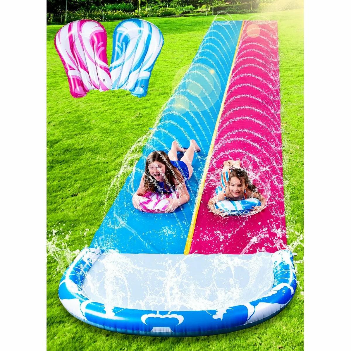 22.5Ft Waves Double Lawn Water Slide Toys