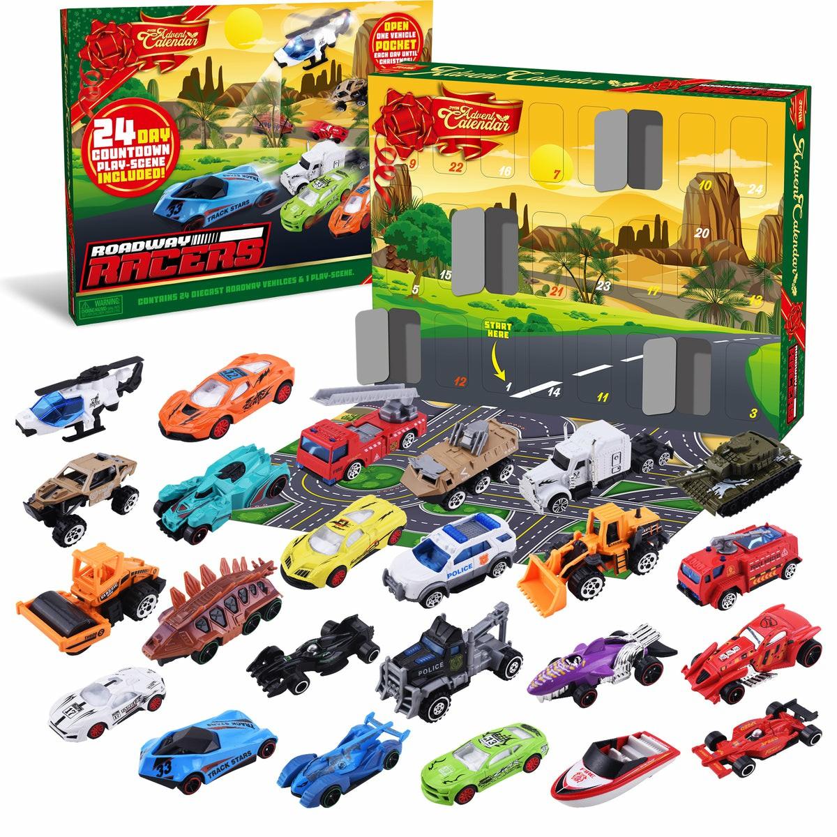 24 Days Advent Calendar Countdown With Die Cast Cars, 24 Pcs Christmas Advent Calendars