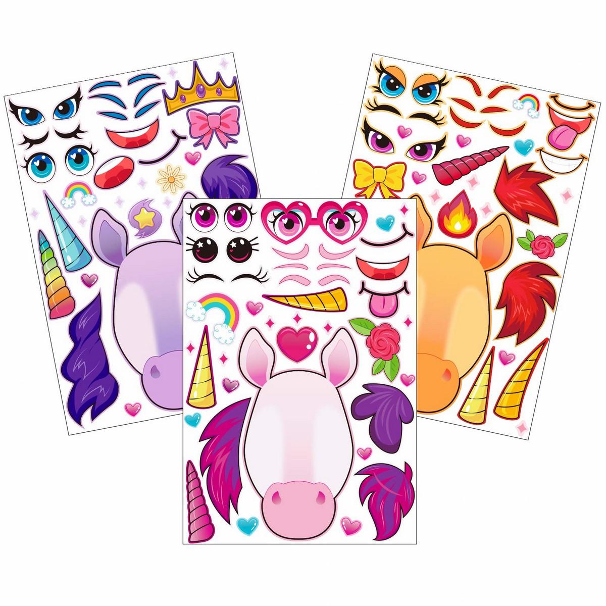 36 Pcs Unicorn Make-A-Face Sticker Arts & Crafts