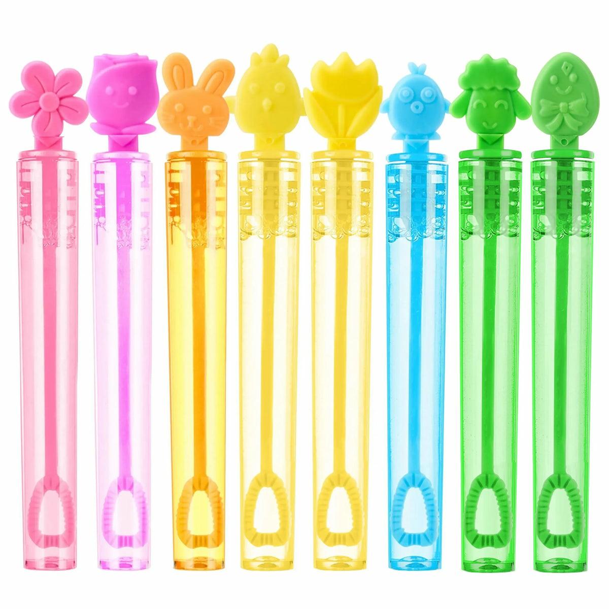 72Pcs Easter Mini Bubble Wands, 8 Assorted Colors 9 Styles Bubble Wands Easter Toys