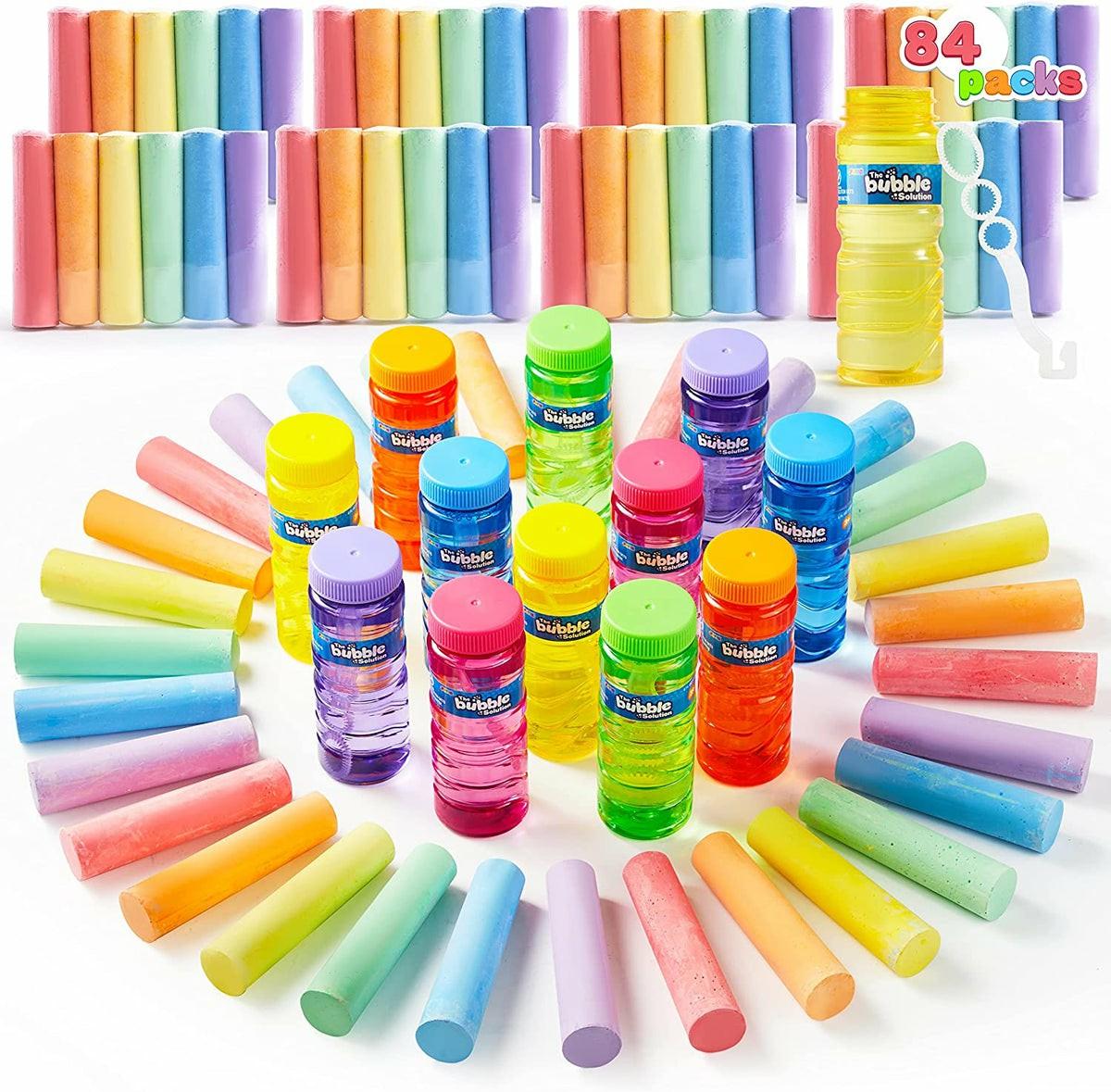 84Pcs Sidewalk Chalk Bubble Bottle Summertime Celebration Favors Bubbles