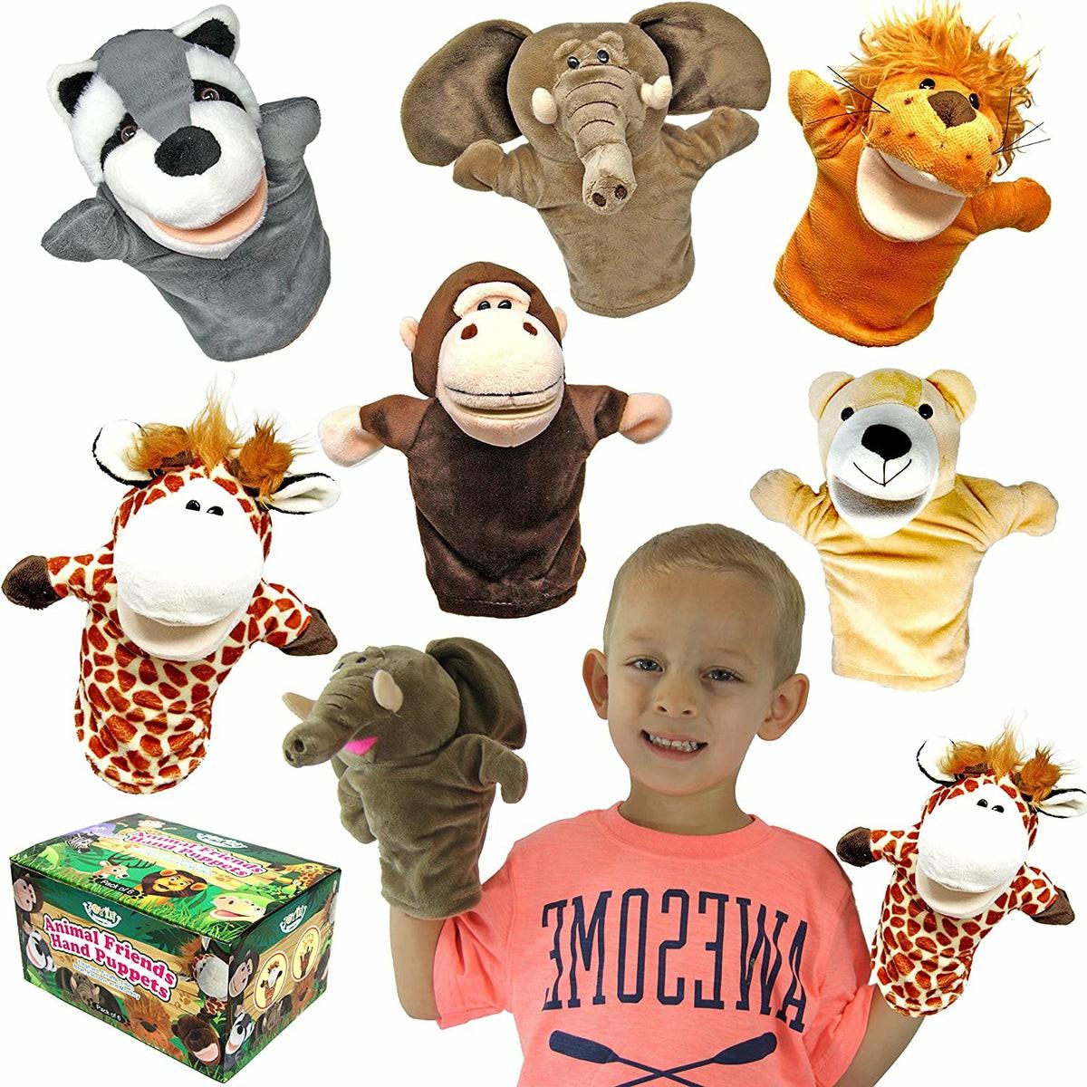 Animal Friends Kids Hand Puppets, 6 Pack Pretend Play