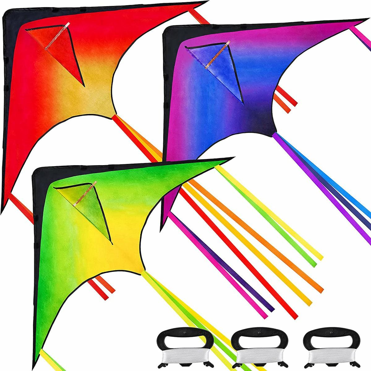 Big Delta Kite (Red, Green, Purple), 3 Pack Kites