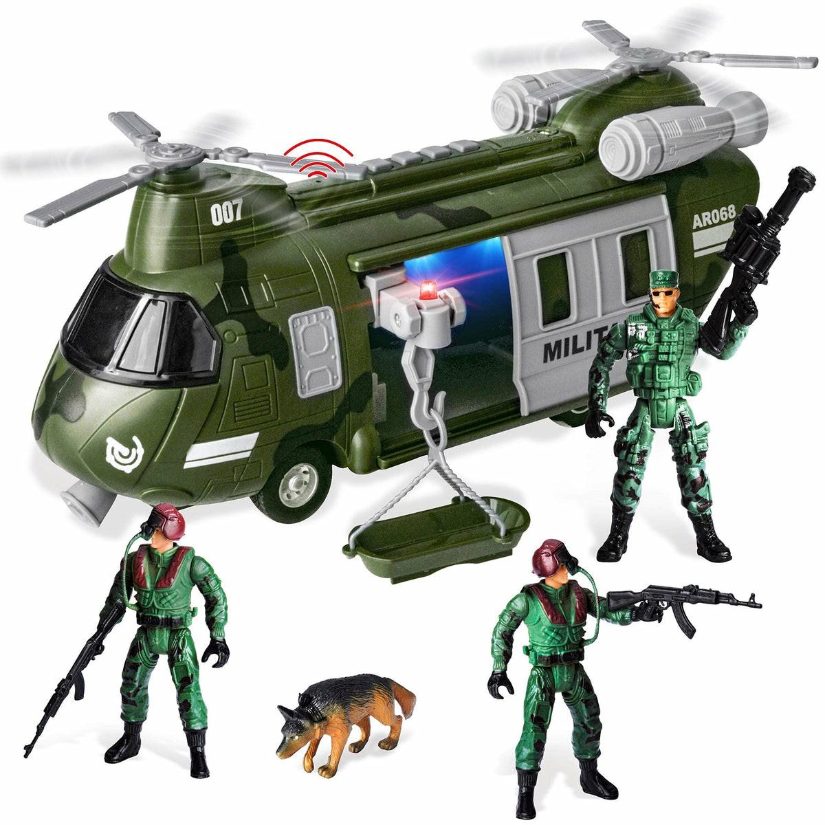 Friction Powered Transport Helicopter Action Figures & Playset