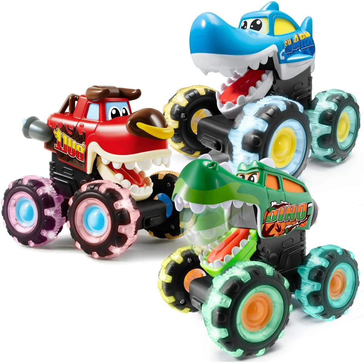 Glow Rover 3 Pack Monster Truck Toy Light-Up Cars For Toddlers Car Toys