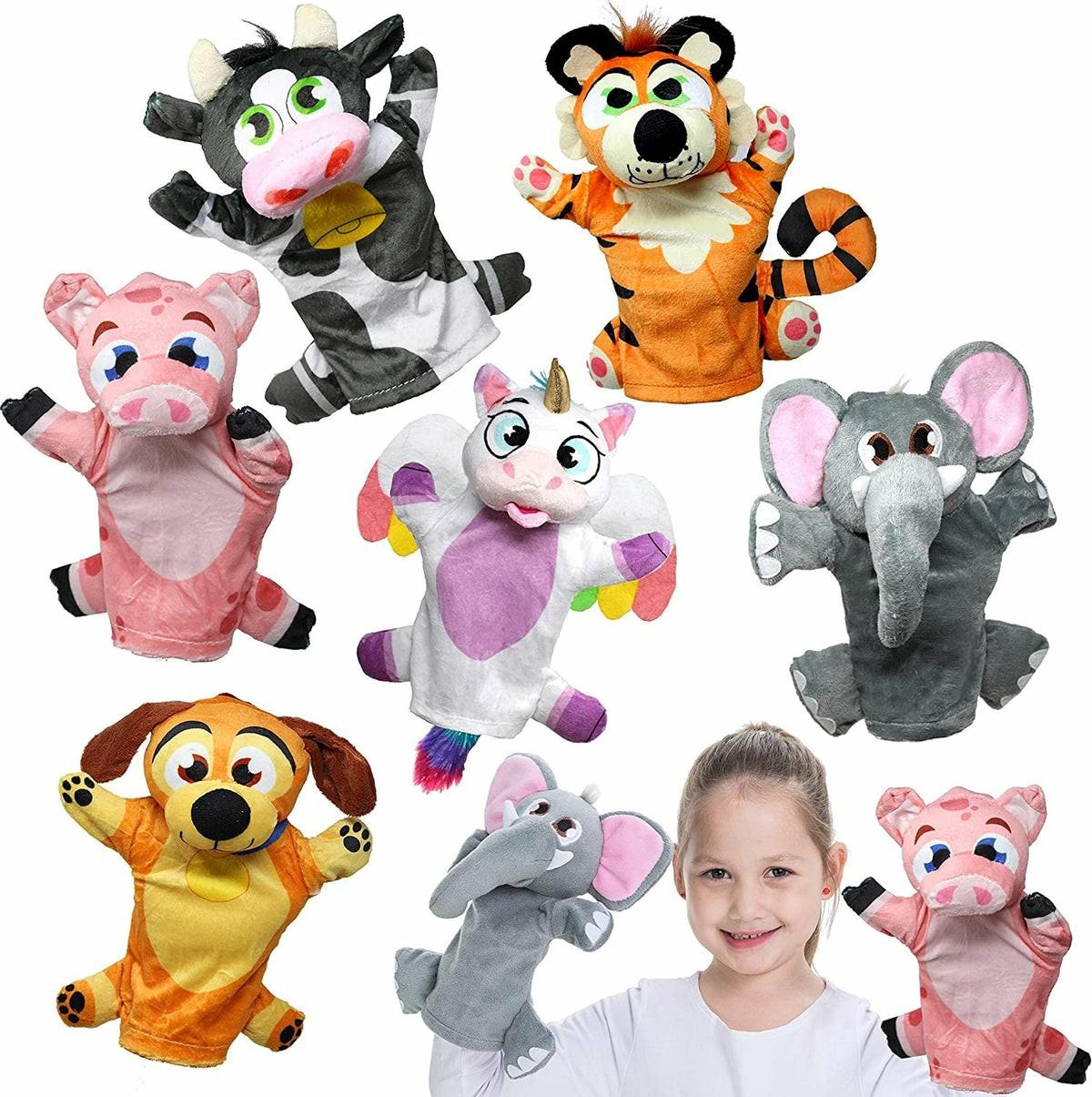 Play-Act Animal Hand Puppets, 6 Pack Pretend Play