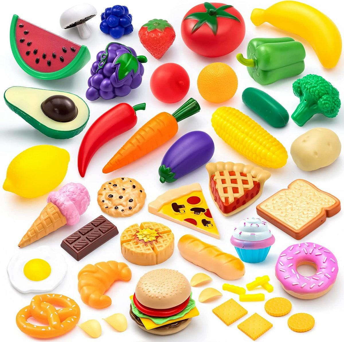 Play-Act Plastic Play Food Toys , 50 Pcs Pretend Play