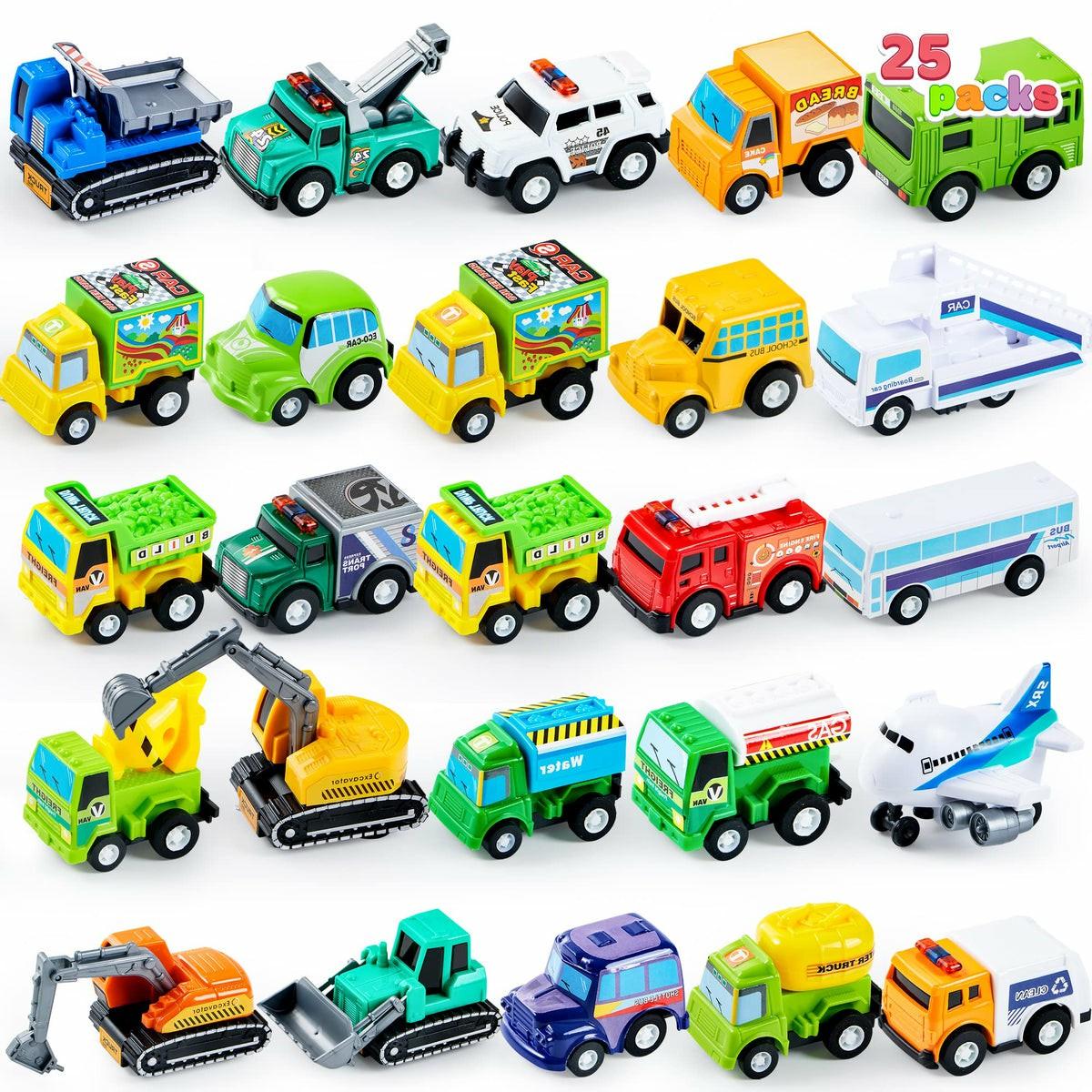 Pull Back City Cars And Trucks Toy Vehicles Set, 25 Pcs Car Toys