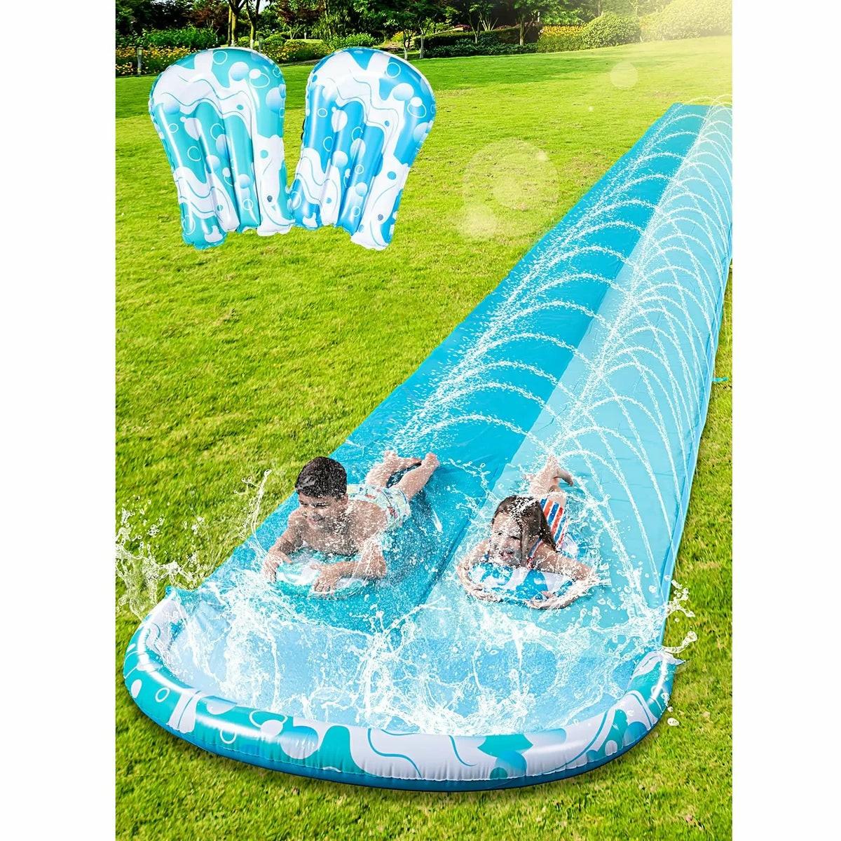 Sloosh 22.5Ft Bubble Double Lawn Water Slide Toys