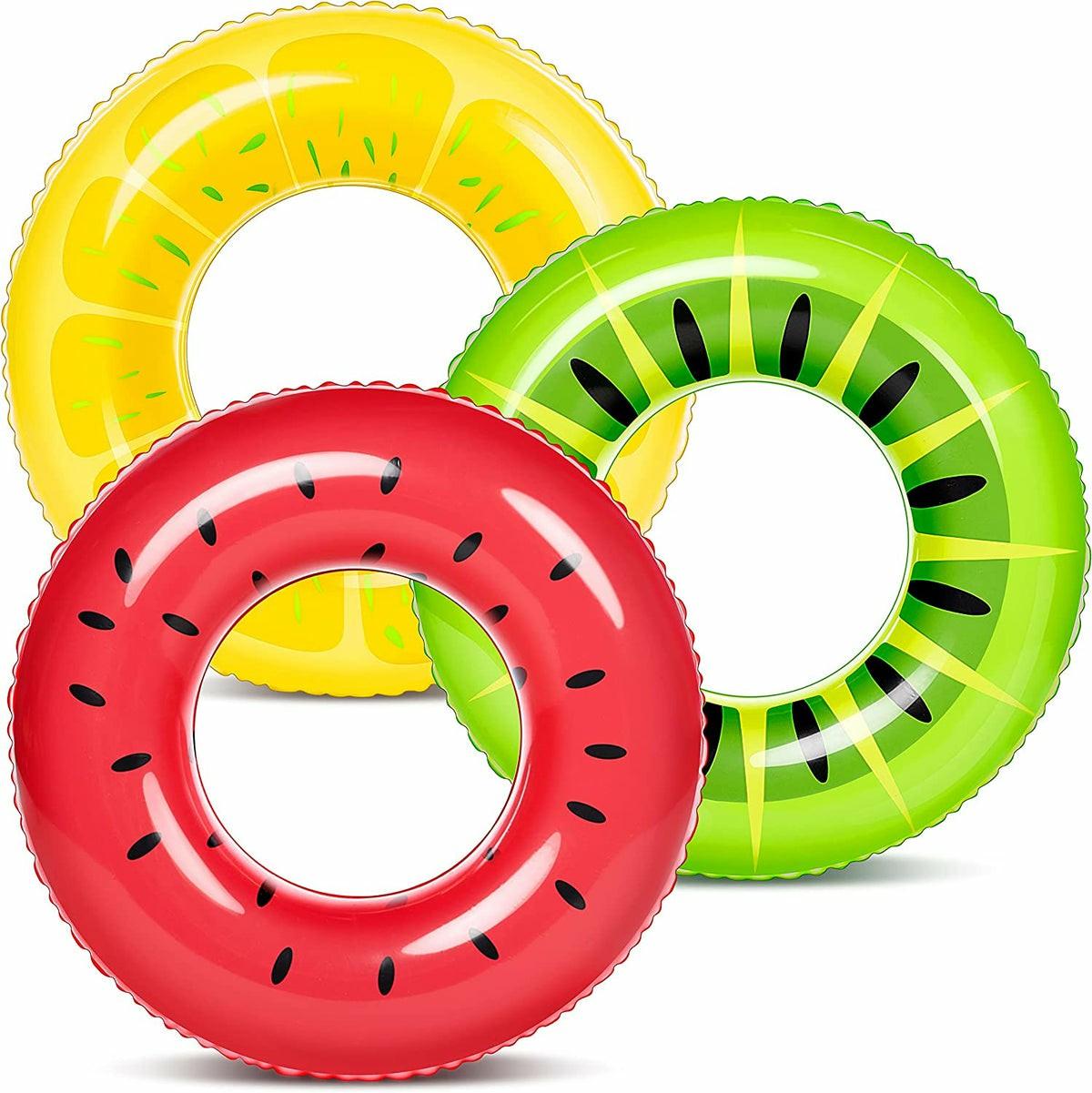 Sloosh 32.5In Fruity Swim Rings, 3 Pcs Pool Floats