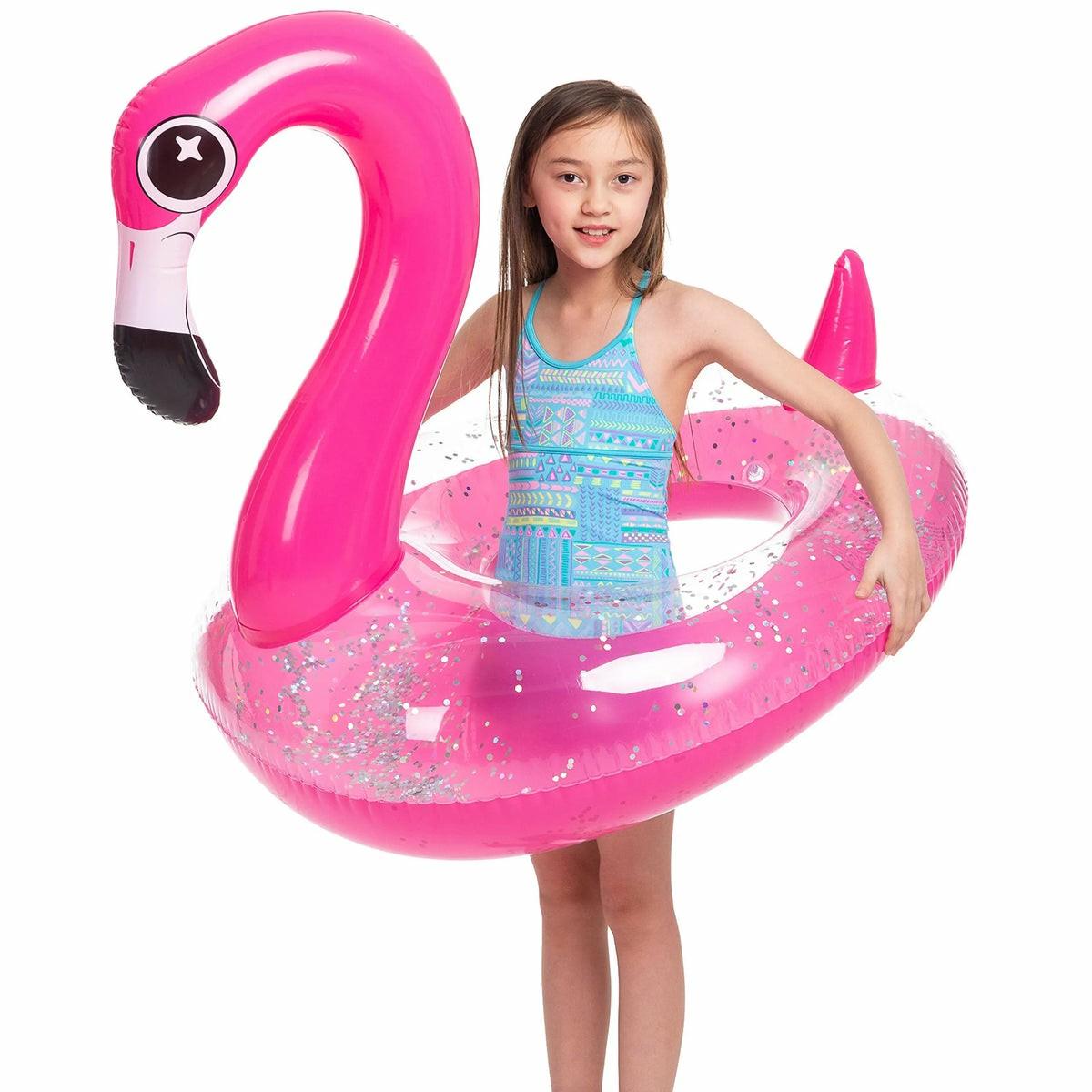 Sloosh 38In Flamingo With Glitters Pool Float Pool Floats