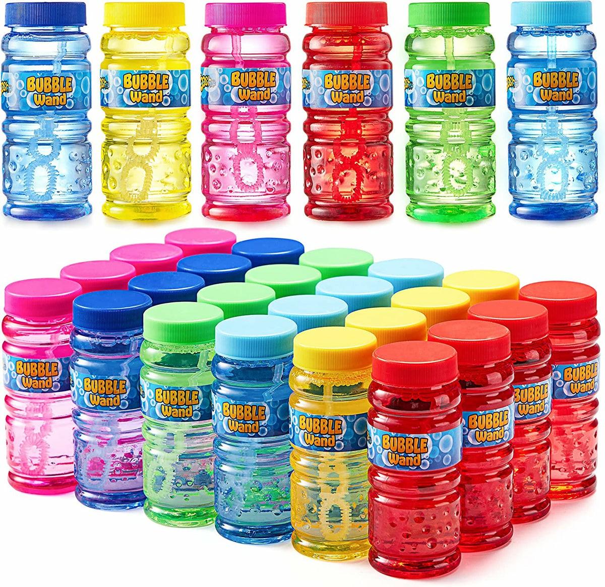 Sloosh Assorted Colors Bubble Solution Bottles With Wand, 24 Pack Bubbles