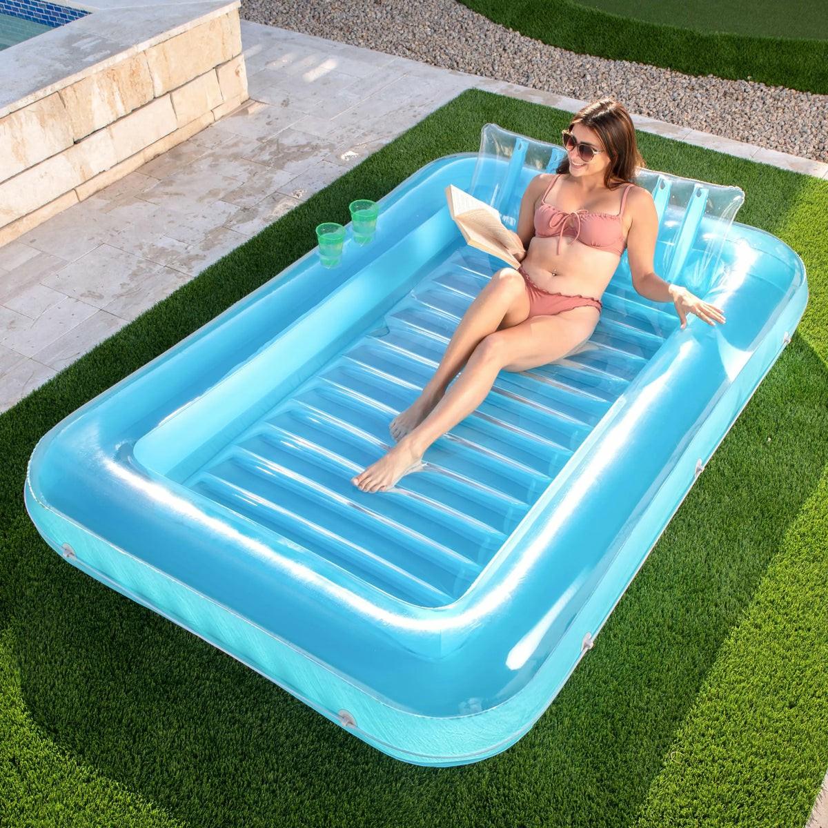 Sloosh-Xl Inflatable Tanning Pool Lounge Float, 85Inx 57Inextra Large Sun Tan Tub Adult Pool Floats Raft Pool Floats