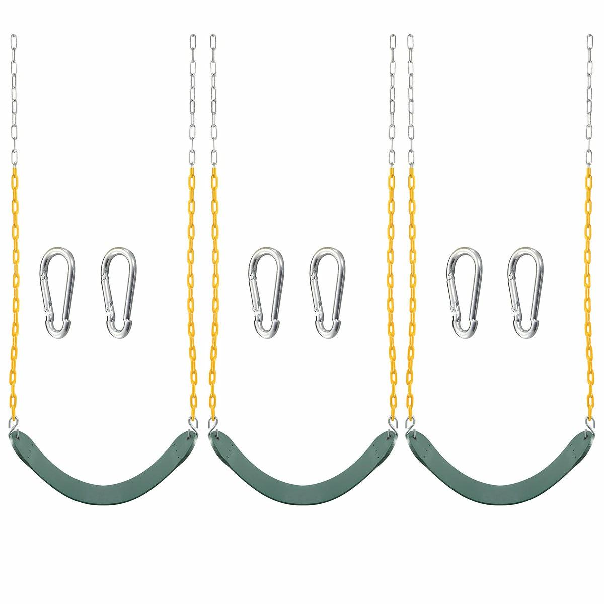 Turfee Green Swing Seat Heavy Duty 66In Chain, 3 Pack Outdoor Toys