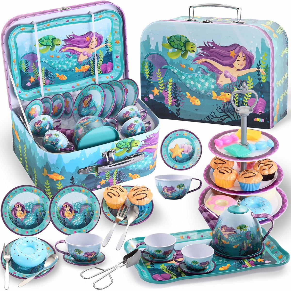 Mermaid Pretend Tin Teapot Set Pretend Play